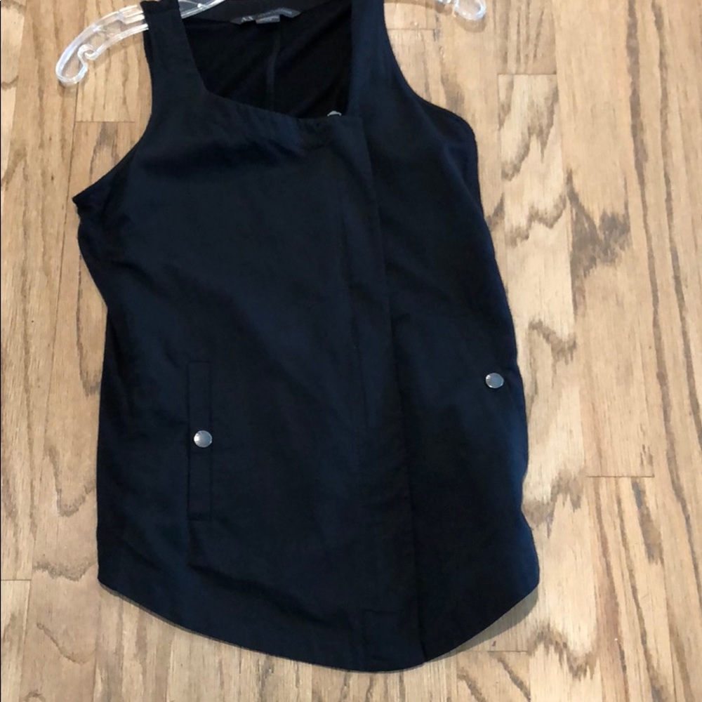 Sleeveless cotton front knit back